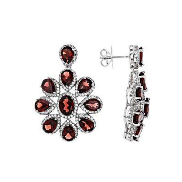 Silvesto India Garnet Gemstone 925 Sterling Silver Dangle Earring