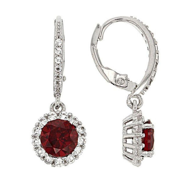 Silvesto India Garnet Gemstone 925 Sterling Silver Dangle Earring