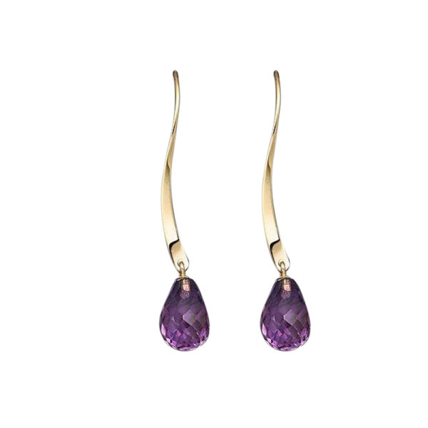 Silvesto India Amethyst Gemstone And 925 Sterling Silver Designer Earring