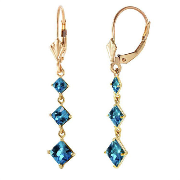 Silvesto India Dangle Earring Kite Shape Blue Topaz  Gemstone 925 Sterling Silver Earring.