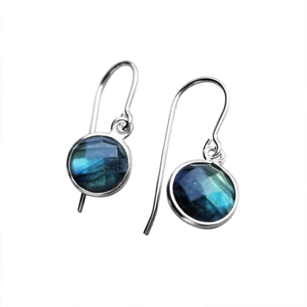 Silvesto India Dangle Earring Round Shape Labradorite Gemstone  925 Sterling Silver Earring.