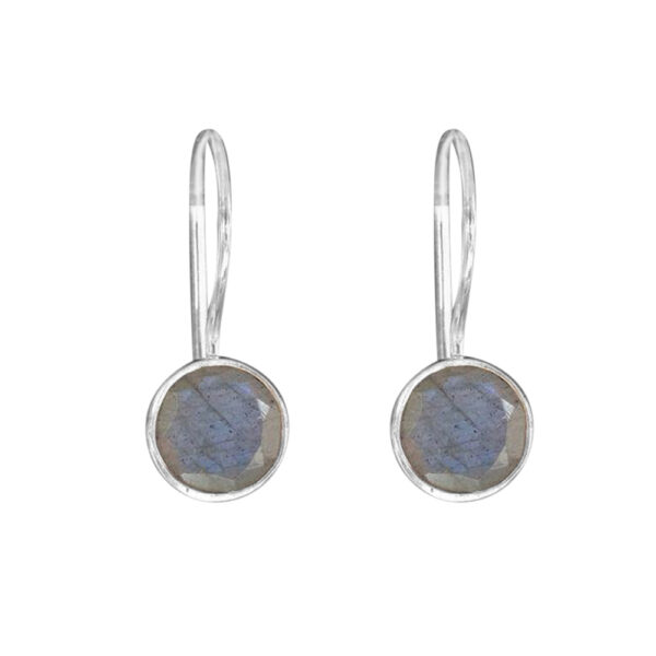 Silvesto India Dangle Earring Round Shape Labradorite Gemstone  925 Sterling Silver Earring.