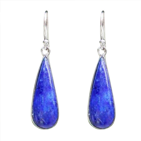 Silvesto India Dangle Earring Pear Shape Lapis Lazuli Gemstone 925 Sterling Silver Earring.