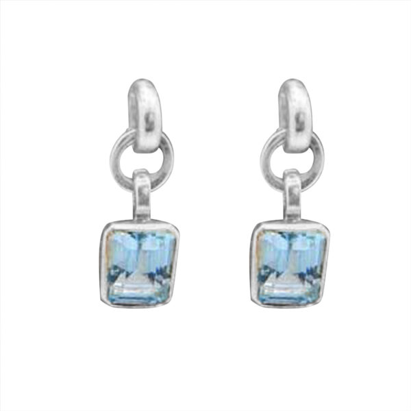 Silvesto India Dangle Earring Cushion Shape Blue Topaz Gemstone 925 Sterling Silver Earring