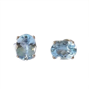 Silvesto India Stud Earring Round Shape Blue Topaz Gemstone Micron Gold Plated 925 Sterling Silver Earring