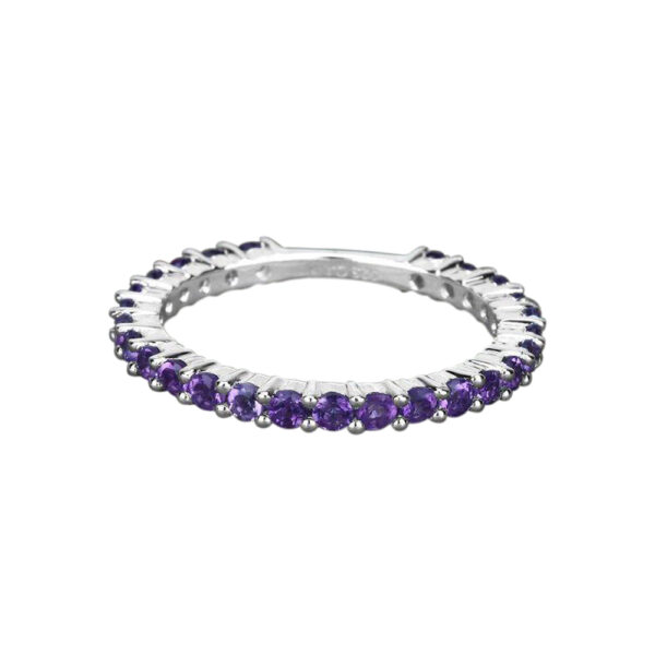 Silvesto India Natural Amethyst Gemstone 925 Sterling Silver Ring