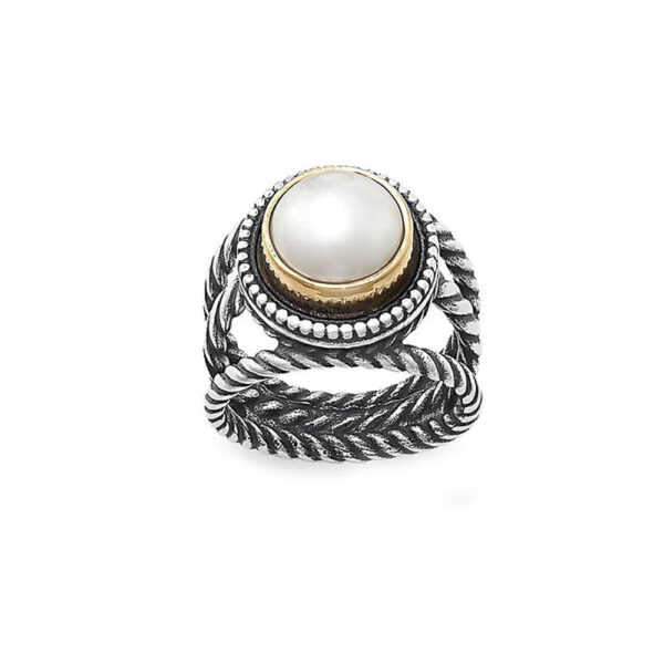 Silvesto India Natural Pearl Gemstone 925 Sterling Silver Ring