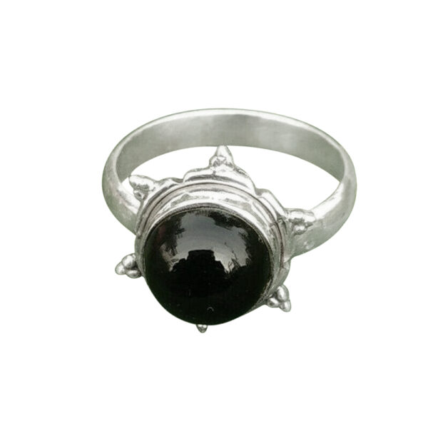 Silvesto India Natural Black Onyx Gemstone 925 Sterling Silver Ring