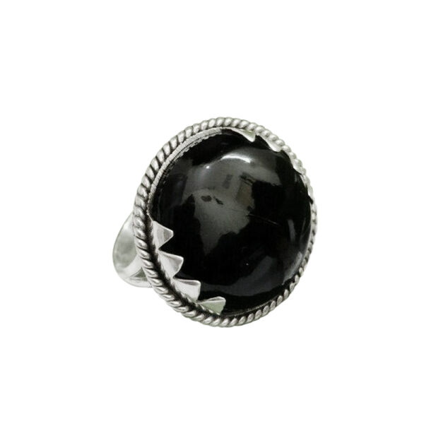 Silvesto India Natural Black Onyx Gemstone 925 Sterling Silver Ring