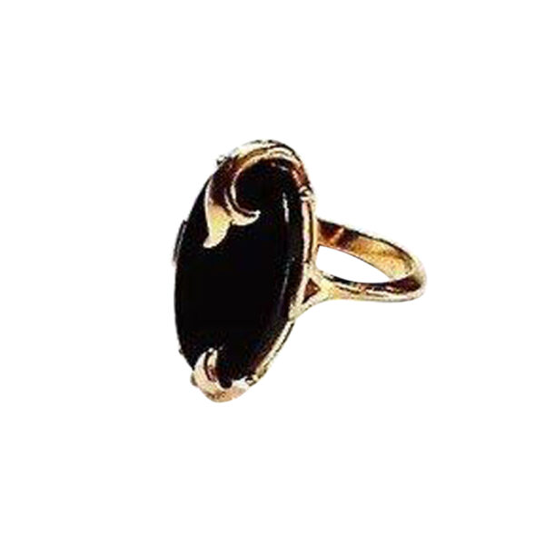 Silvesto India Natural Black Onyx Gemstone 925 Sterling Silver Ring