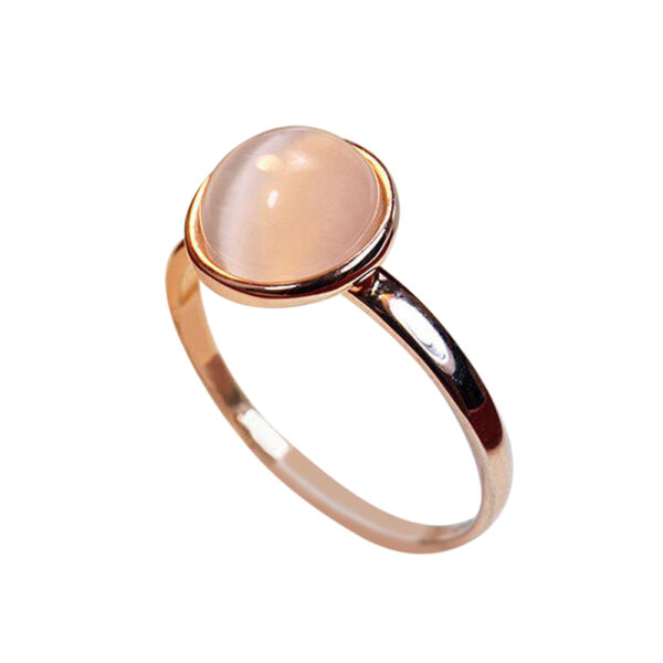 Silvesto India Natural Rose Quartz Gemstone 925 Sterling Silver Ring