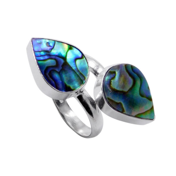 Silvesto India Abalone Shell Gemstone 925 Sterling Silver Ring