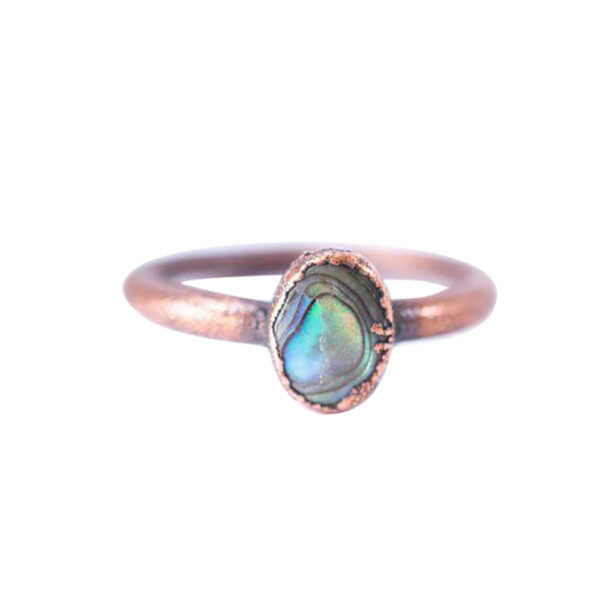 Silvesto India Abalone Shell Gemstone 925 Sterling Silver Ring