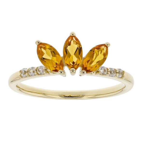 Silvesto India Natural Citrine Gemstone 925 Sterling Silver Ring