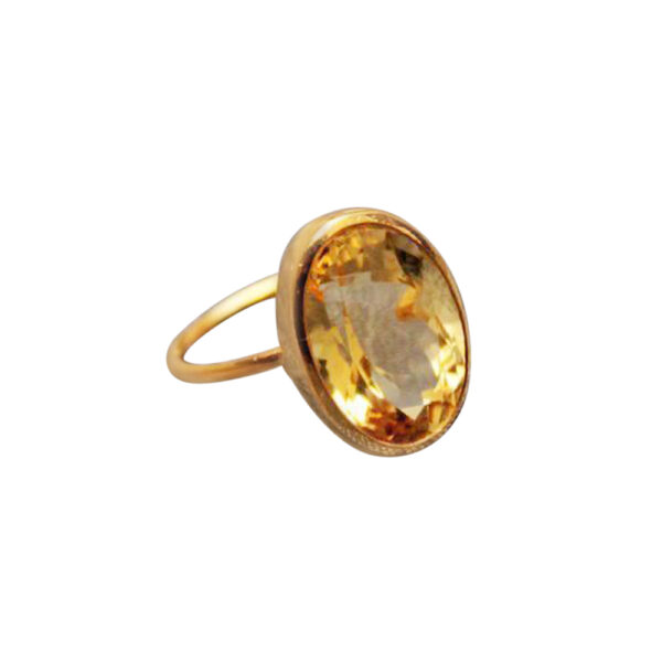 Silvesto India Natural Citrine Gemstone 925 Sterling Silver Ring