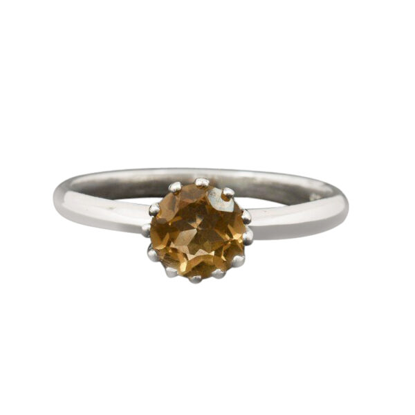 Silvesto India Natural Citrine Gemstone 925 Sterling Silver Ring