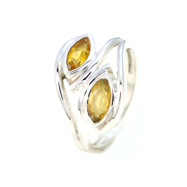 Silvesto India Natural Citrine Gemstone 925 Sterling Silver Ring