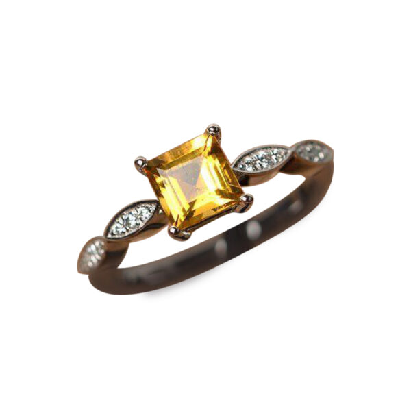 Silvesto India Natural Citrine Gemstone 925 Sterling Silver Ring