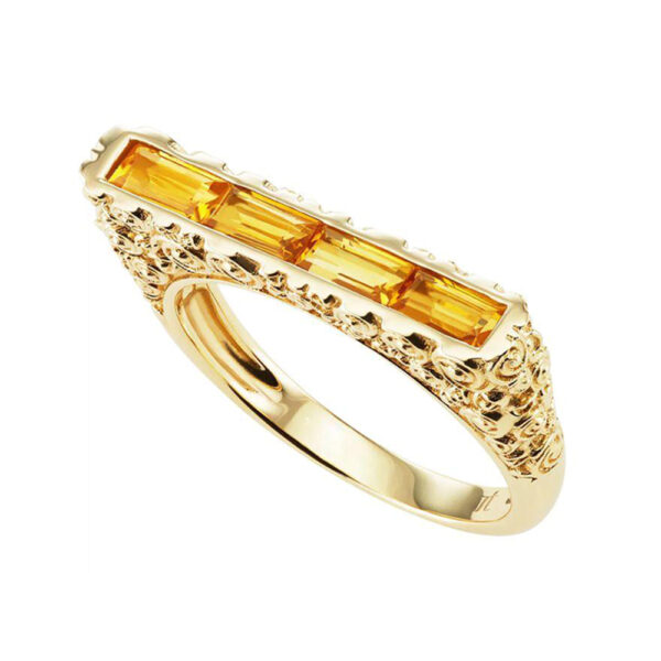 Silvesto India Natural Citrine Gemstone 925 Sterling Silver Ring