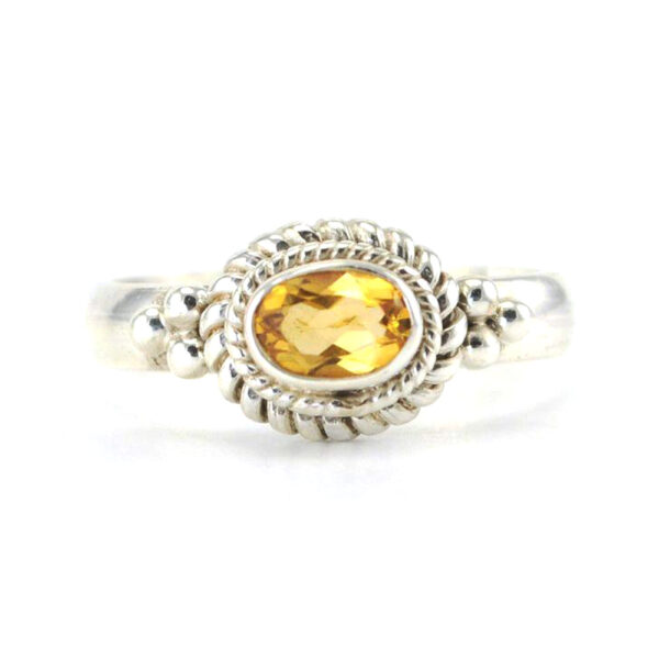 Silvesto India Natural Citrine Gemstone 925 Sterling Silver Ring