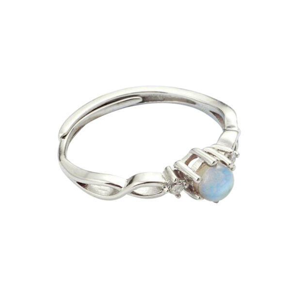 Silvesto India Natural Rainbow Moonstone Gemstone 925 Sterling Silver Ring