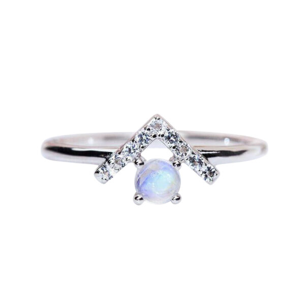 Silvesto India Natural Rainbow Moonstone Gemstone 925 Sterling Silver Ring